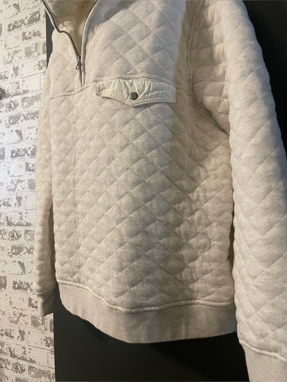 American Eagle Quilted Pullover Women’s L Cream Quarter Zip Funnel Neck Sweatshi - Picture 4 of 11